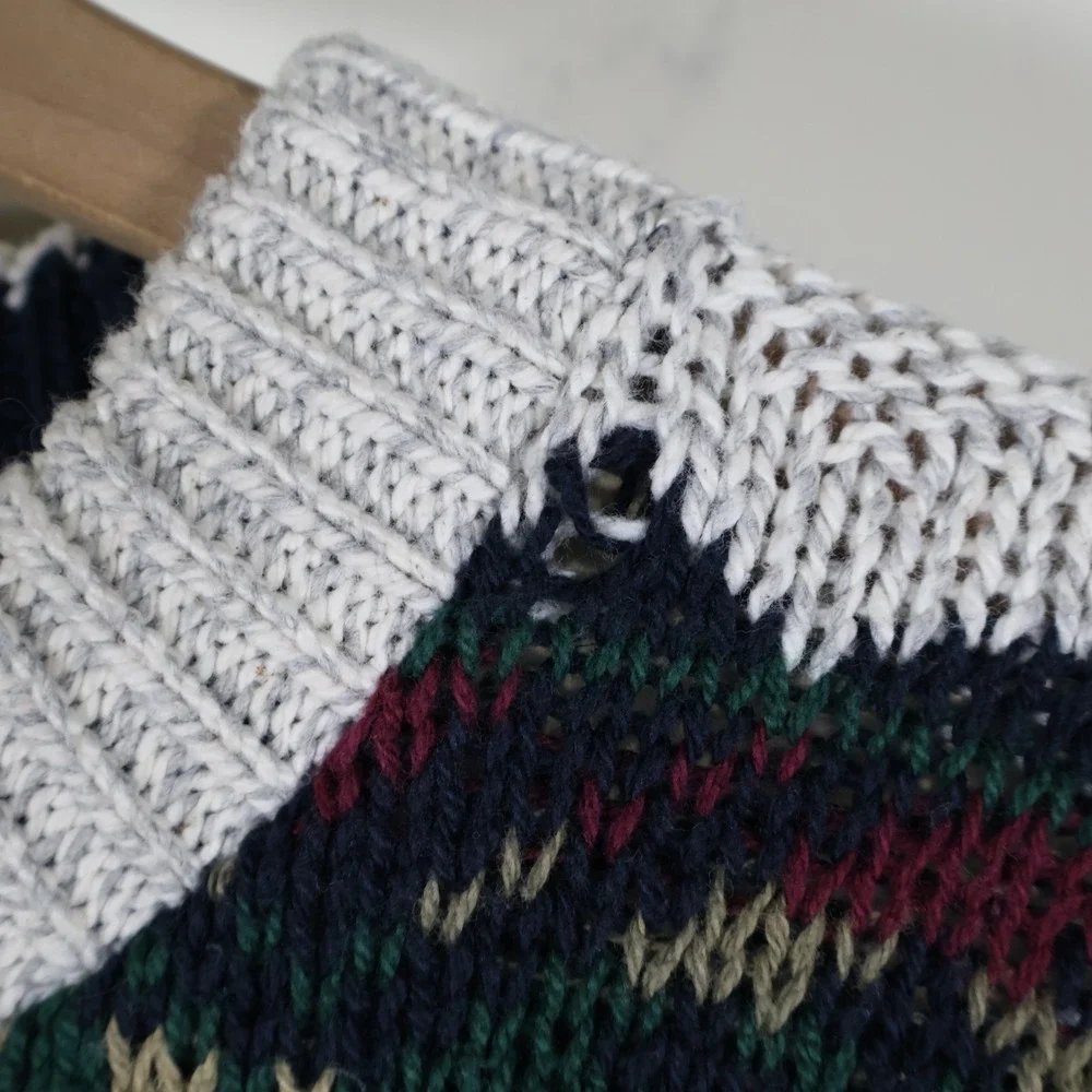 Vintage Great Lakes Recreation Geometric Chunky Knit‎ Sweater Men's XL 24x29
